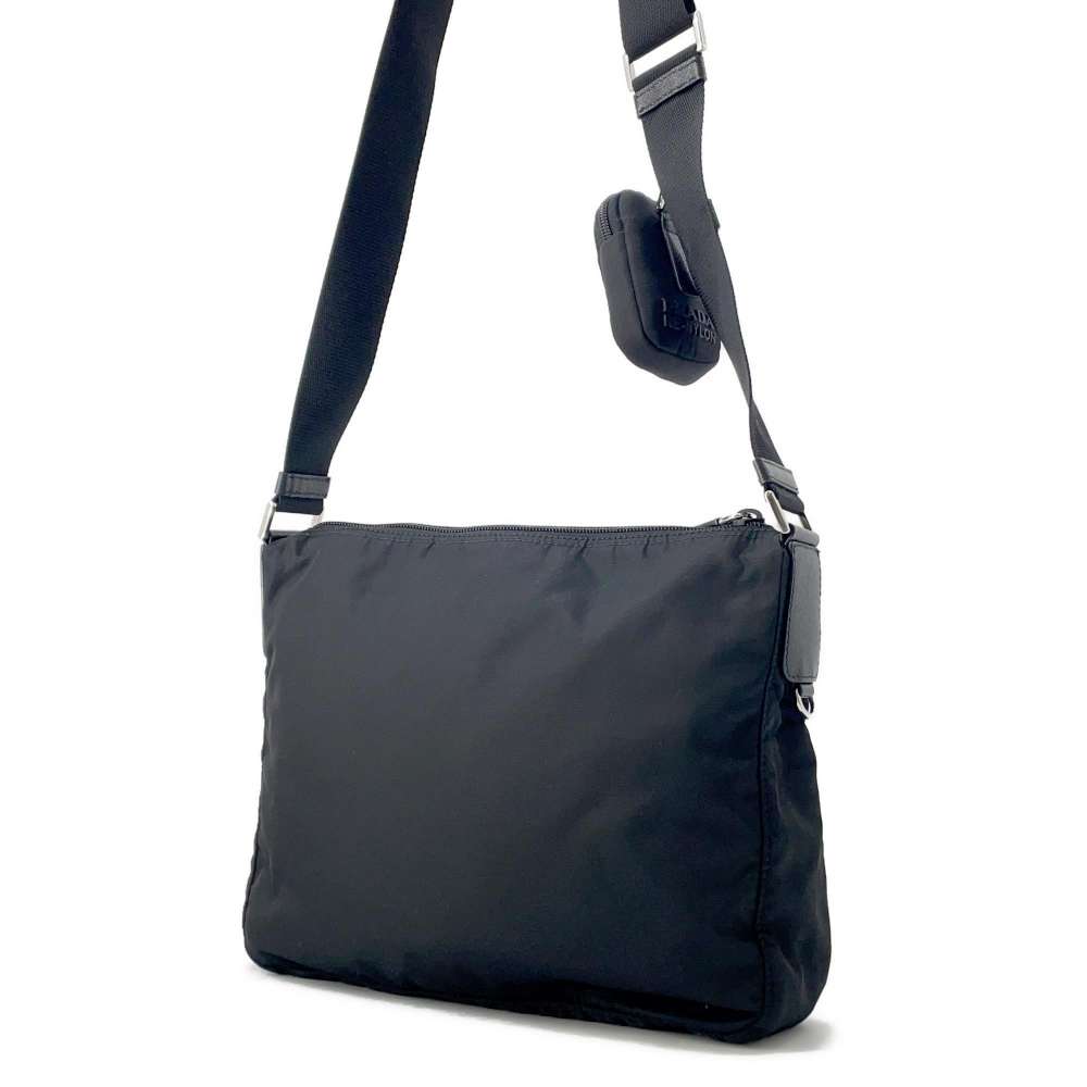 PRADA Re-Nylon Shoulder Bag Black Nylon Leather