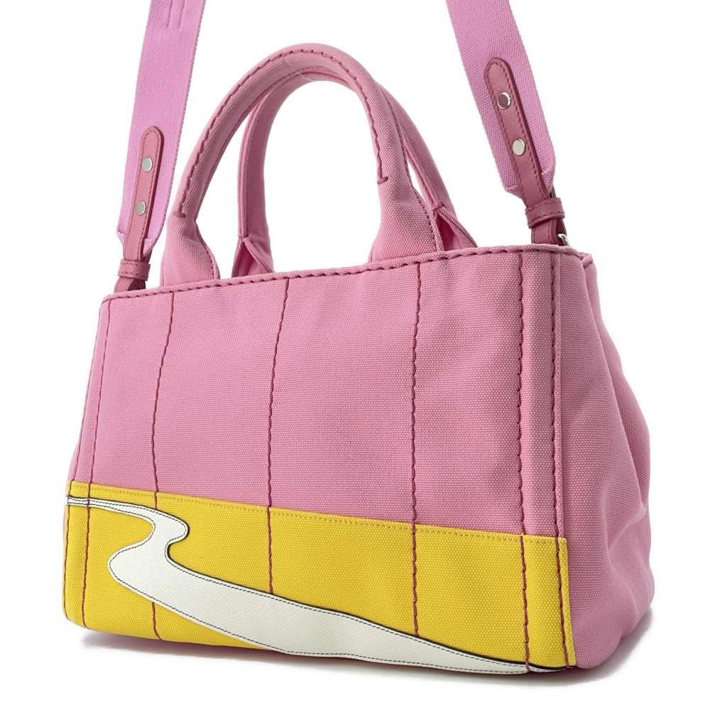 PRADA Canapa Patchwork Pink/Multicolor Canvas Luxury Handbag