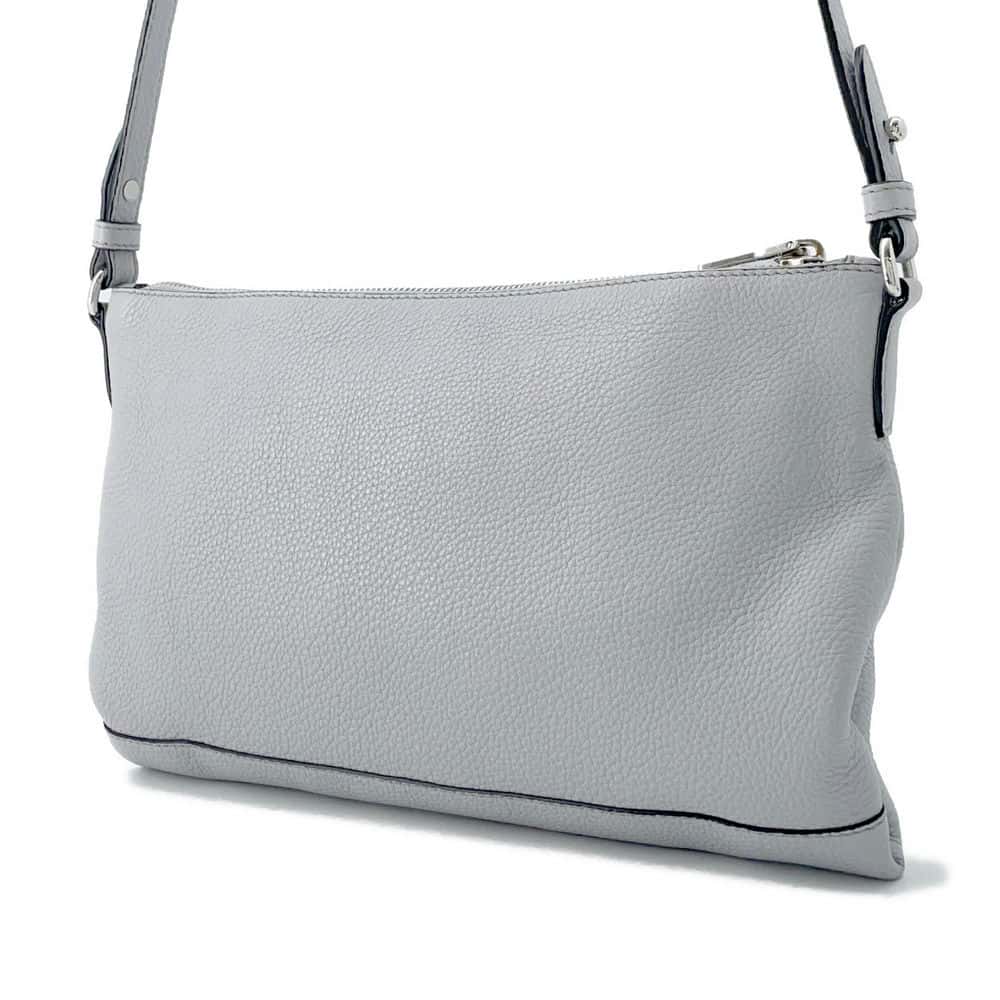 PRADA Shoulder Bag Light Gray Leather