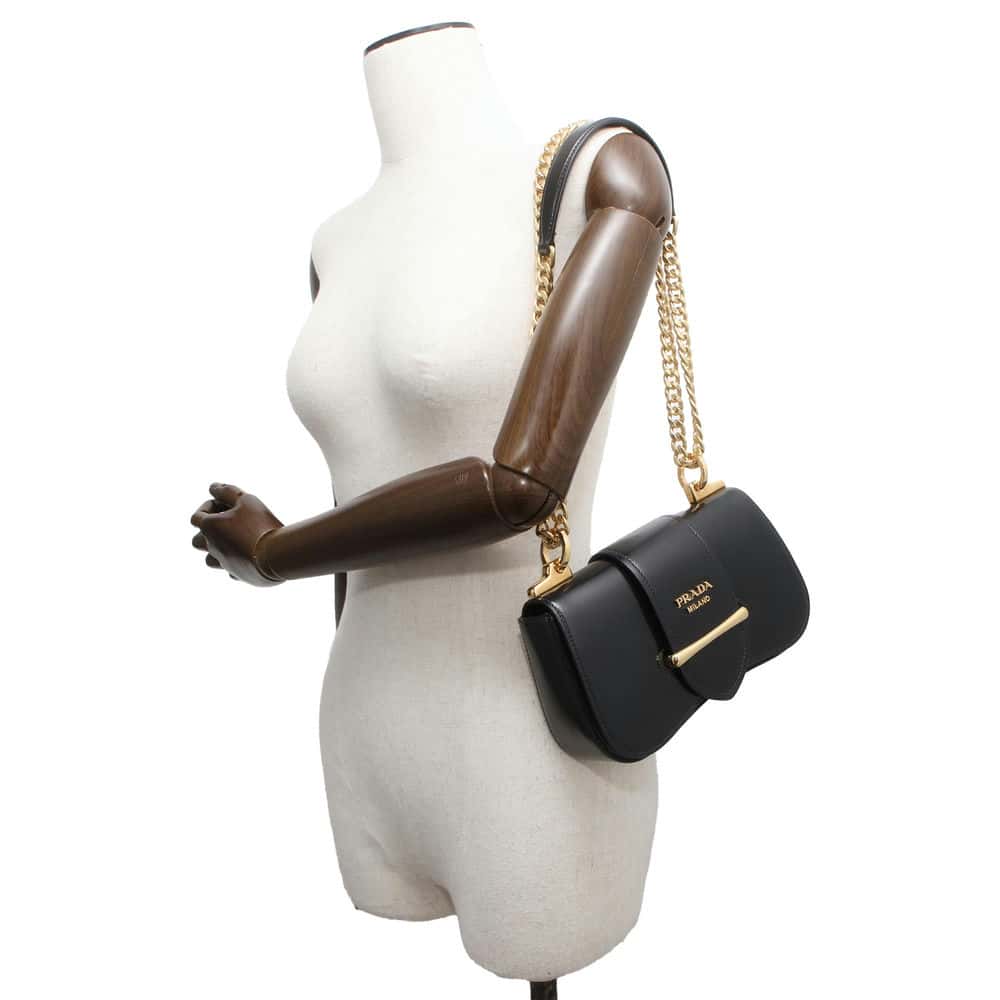 PRADA ChainShoulder Bag Black Leather
