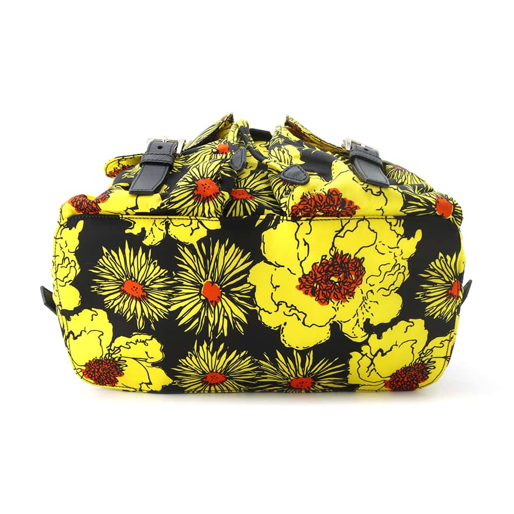PRADA Backpack Yellow/Black Nylon Saffiano Leather