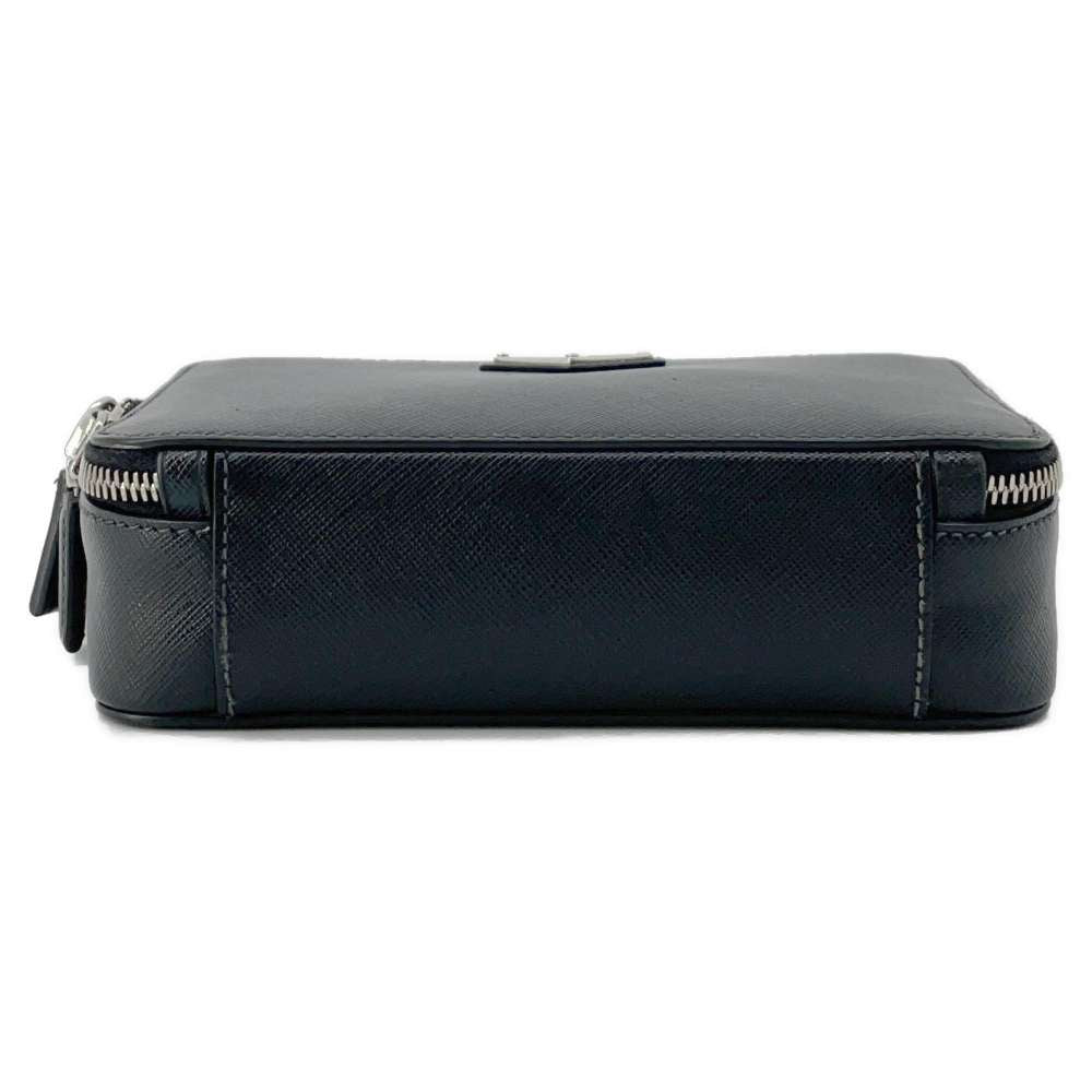 PRADA Triangle Logo Brique Shoulder Black Saffiano LeatherLeather Luxury Handbag