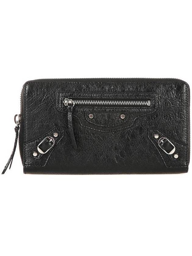 Luxury Balenciaga Trending 2025 Classic Motor Silver Zipper Around Long Wallet Black