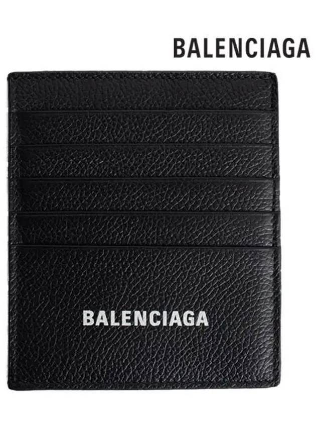 Luxury Balenciaga Trending 2025 Logo Vertical Card Wallet Black