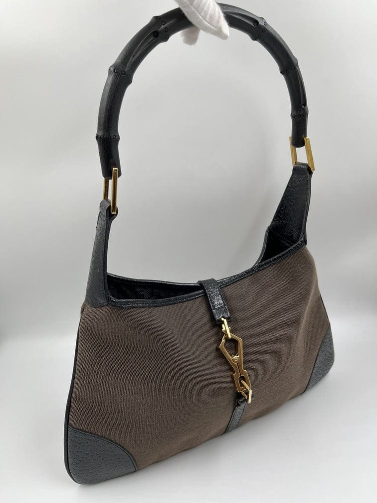 Gucci Jackie Leather Canvas Shoulder Bag Style 25