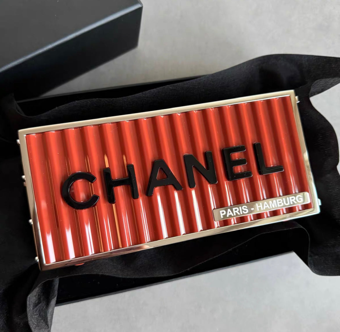 CHANEL Red Paris Hamburg Shipping Container MinaudiÃ¨re Clutch Bag 2017