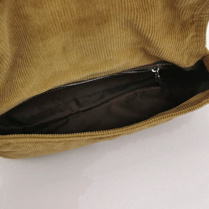 FENDI Baguette Corduroy Beige Brown Shoulder Bag