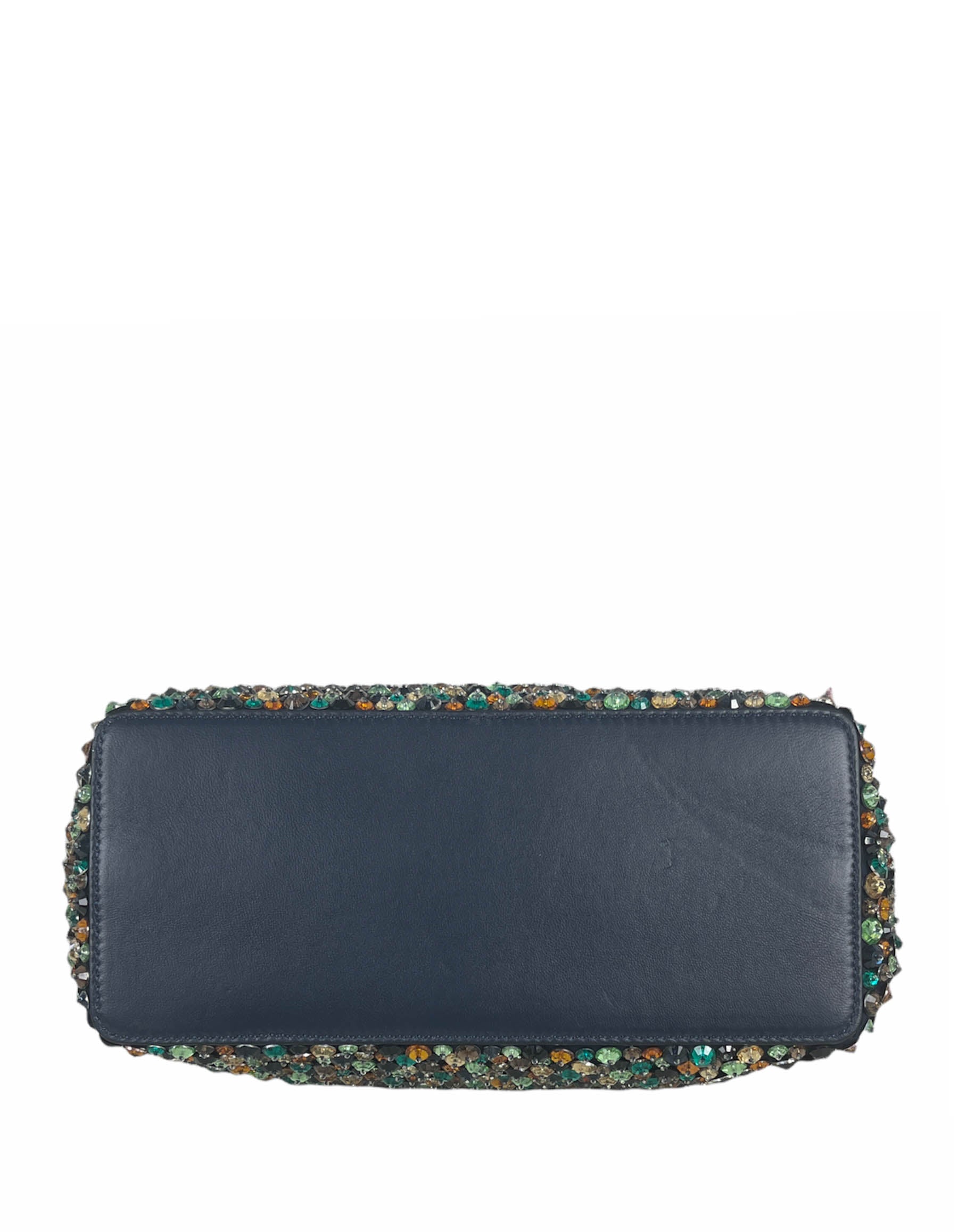 Fendi Navy Leather Mini Peekaboo Crossbody w/ Multicolor Jewels