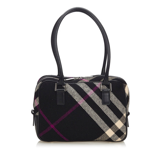 Burberry Black Wool Fabric Plaid Shoulder Bag United Kingdom