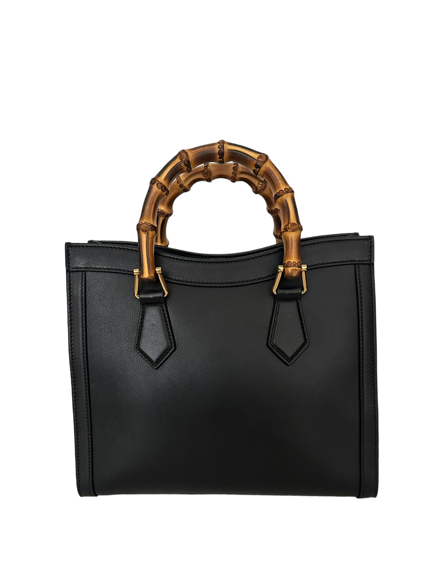 Gucci Black Small Calfskin Leather Diana Bamboo Bag w/ Strap