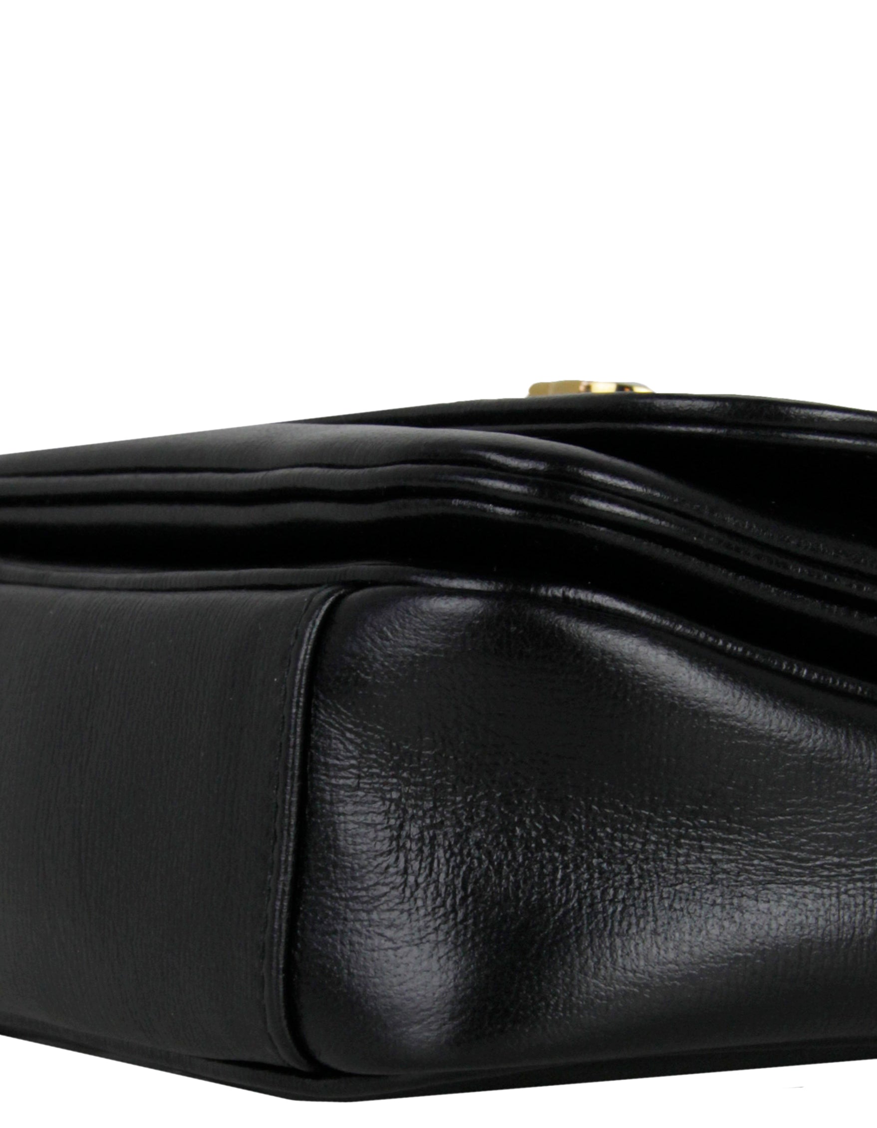 Gucci Black Leather GG Mini Marina Chain Shoulder Bag