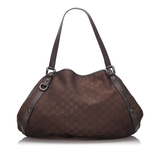Gucci Brown Leather Canvas Tote Style 3