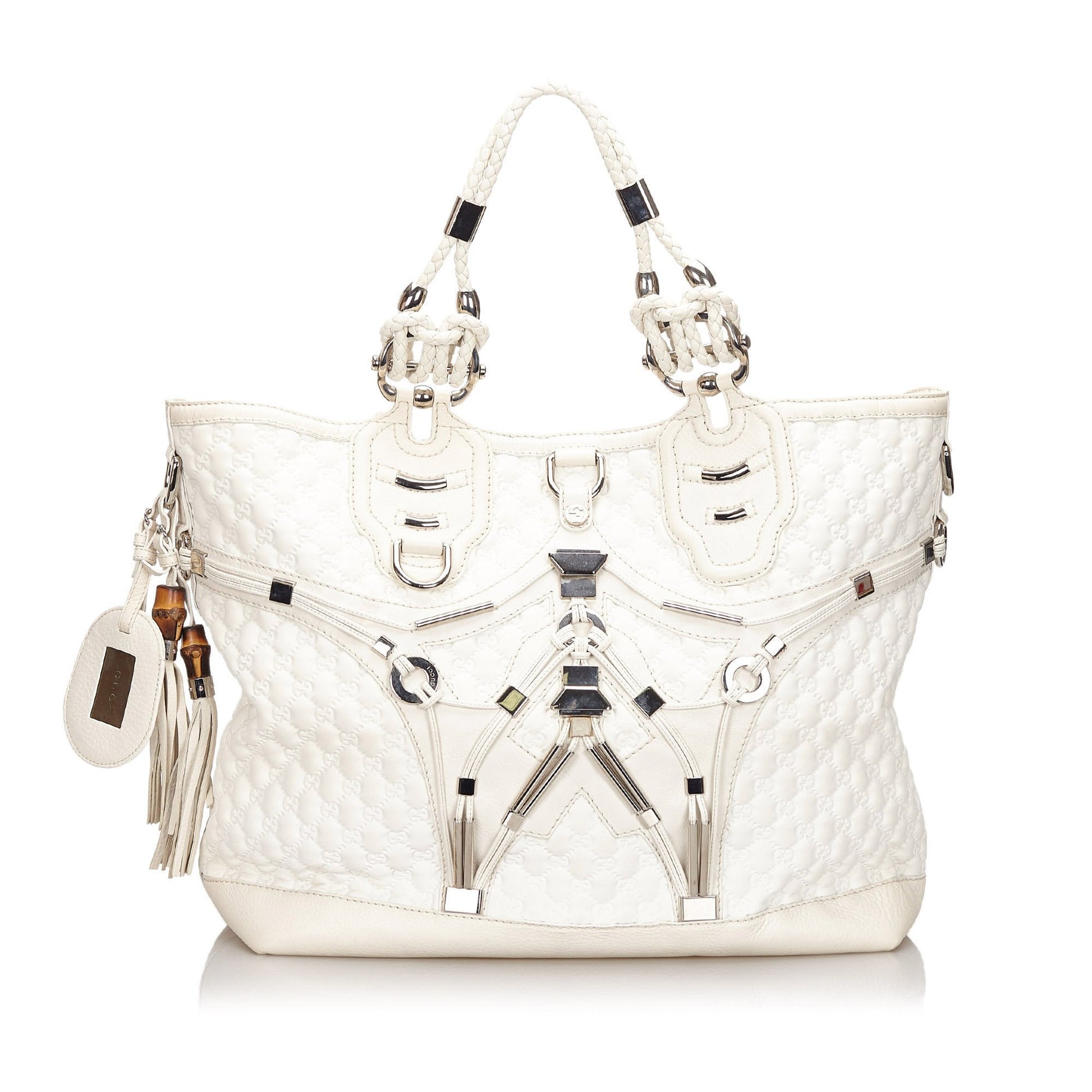Gucci Horsebit White Leather Tote