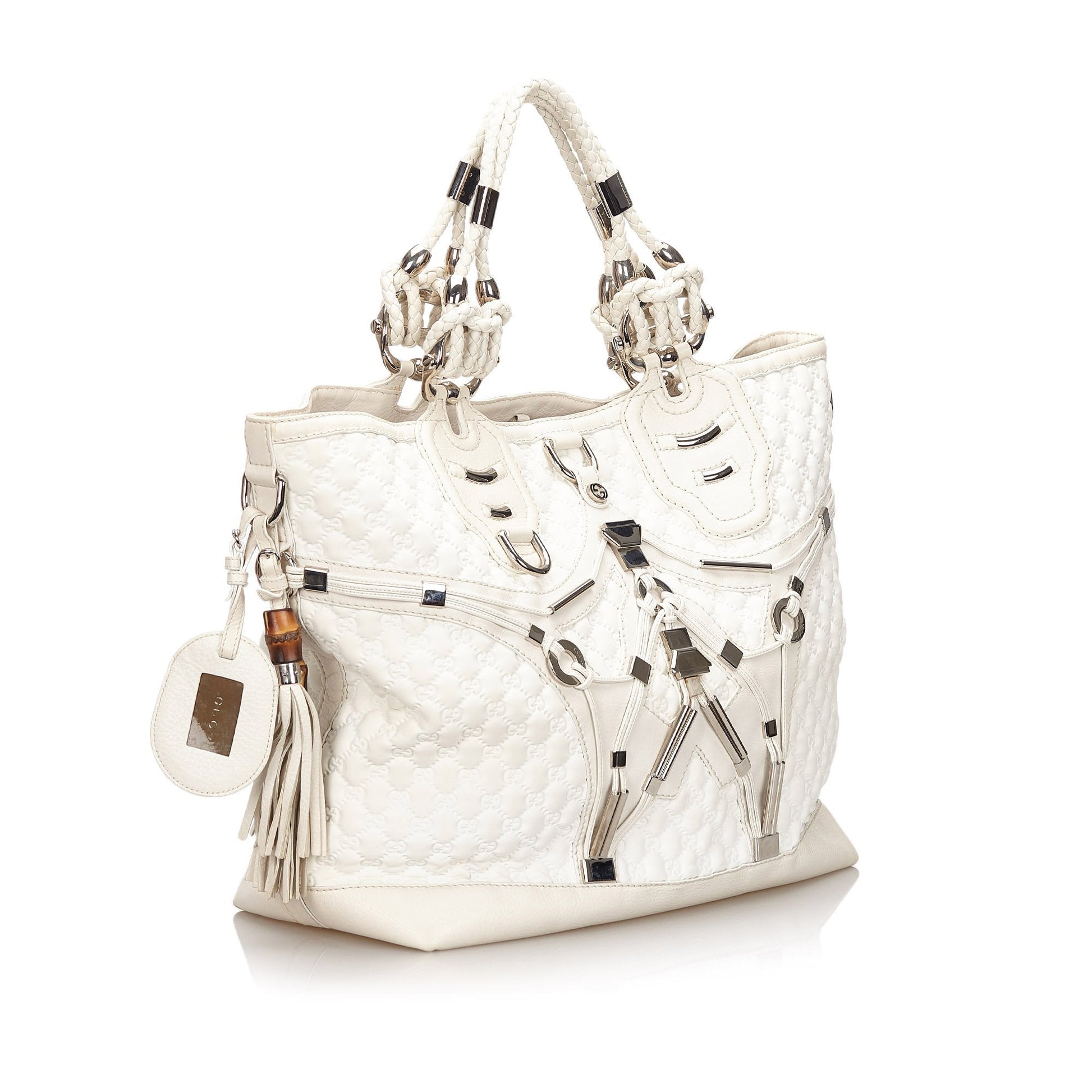 Gucci Horsebit White Leather Tote