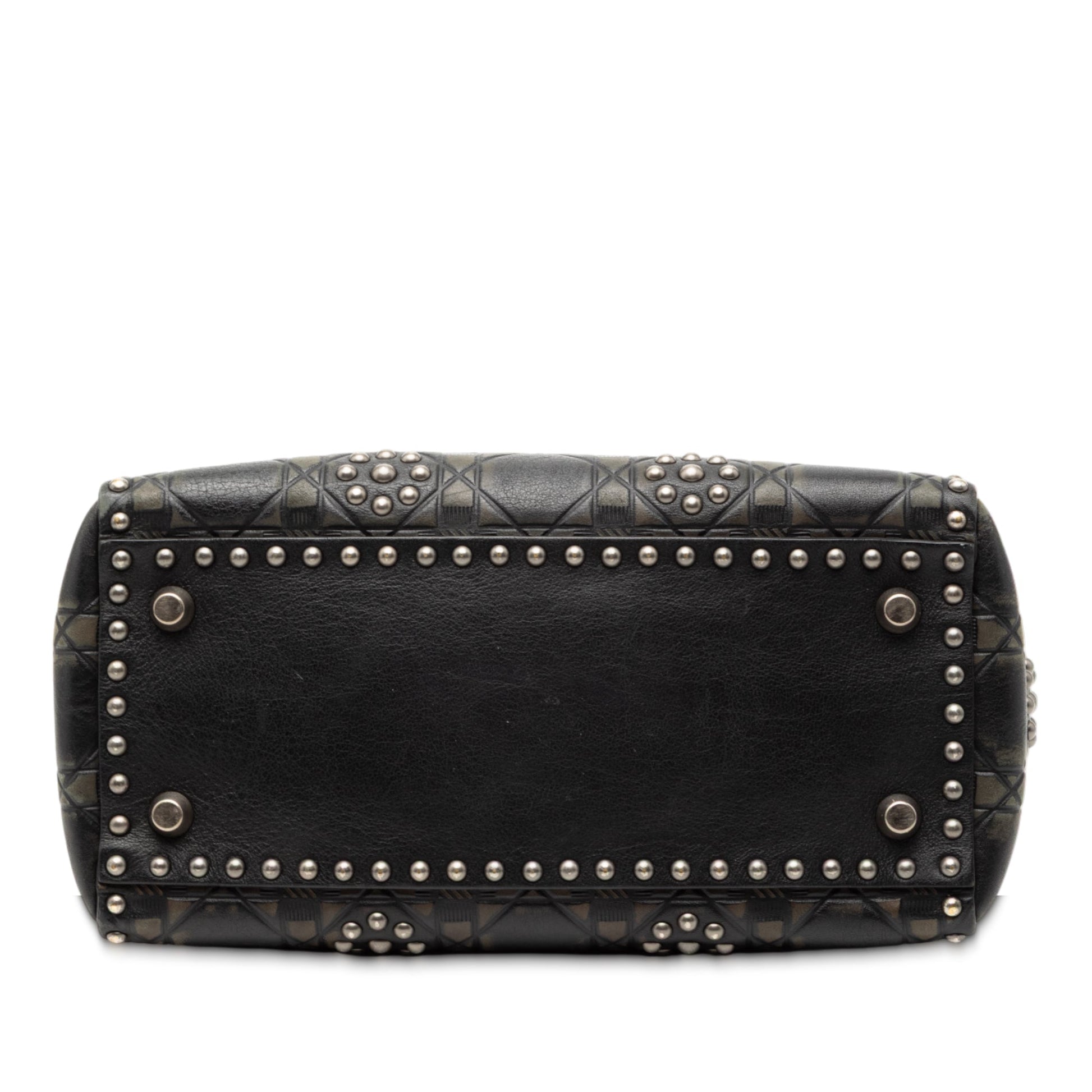Black Dior Medium Calfskin Cannage Embossed Flower Studded Supple Lady Dior Satchel