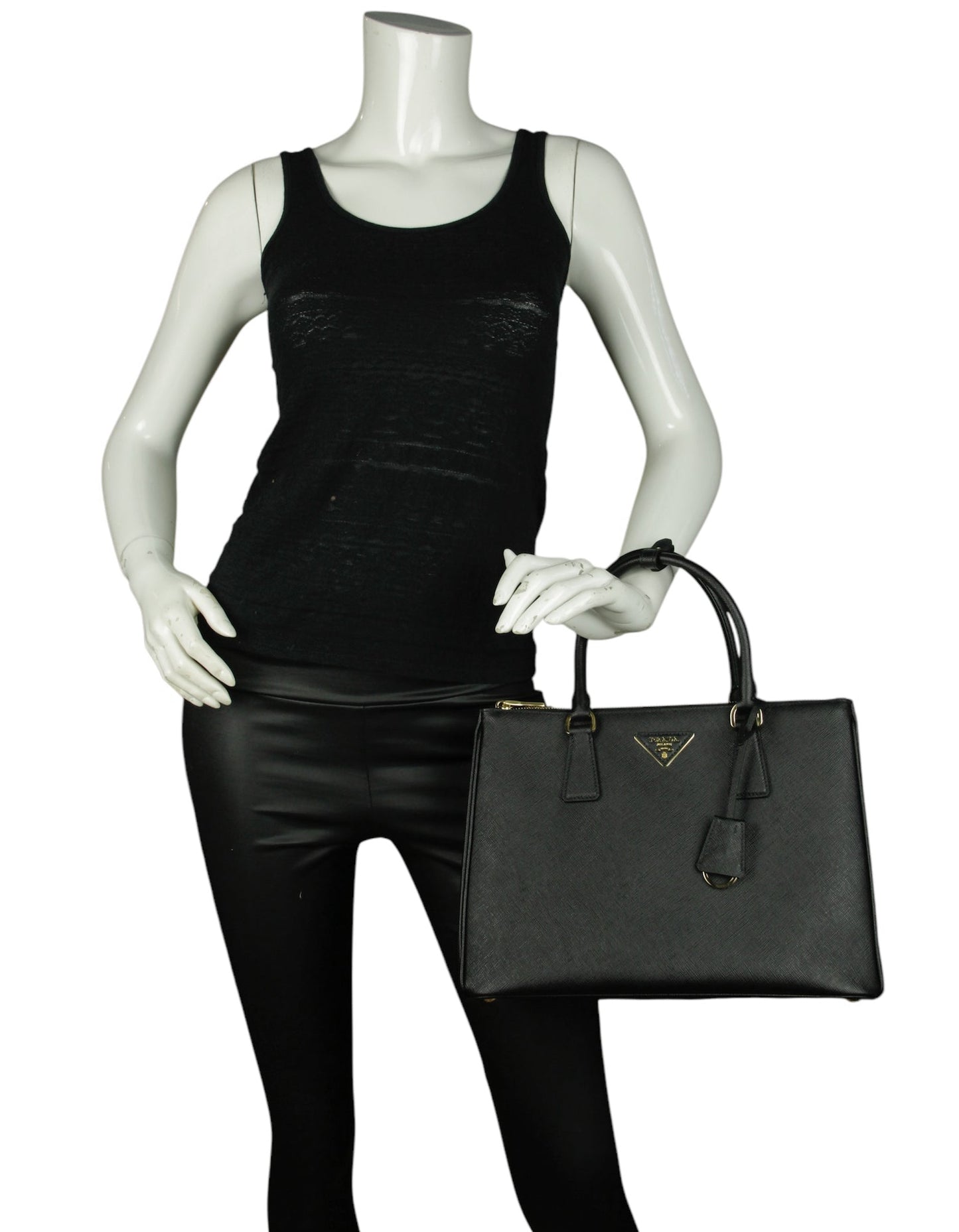 Prada Black Saffinao Leather Large Galleria Tote