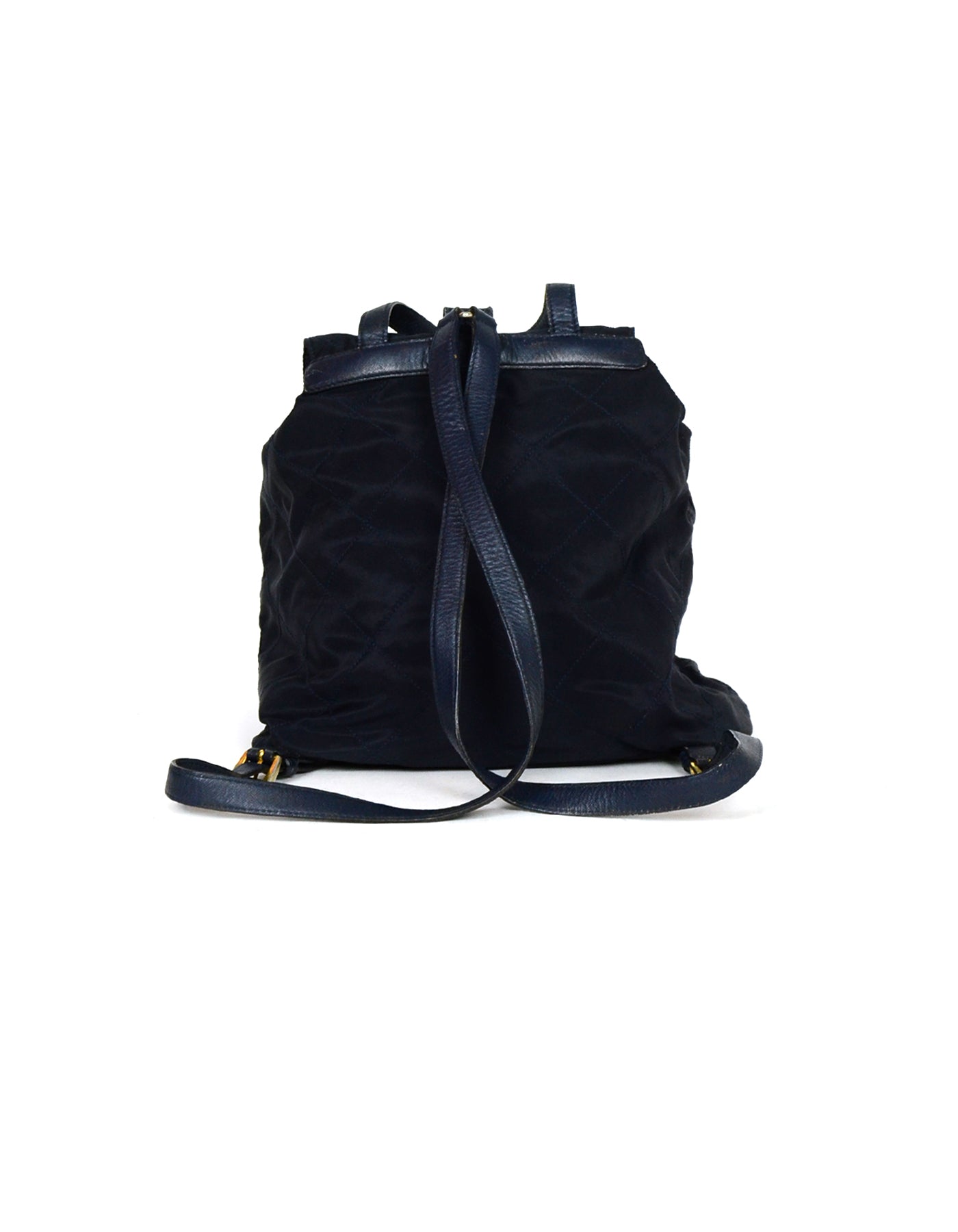 Prada Navy Nylon Quilted Backpack Bag