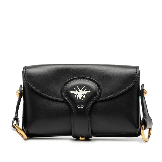 Black Dior Mini Leather D Bee Saddle Bag