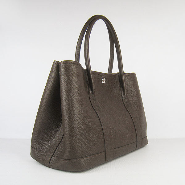 Luxury Hermes garden party handbag dark coffee