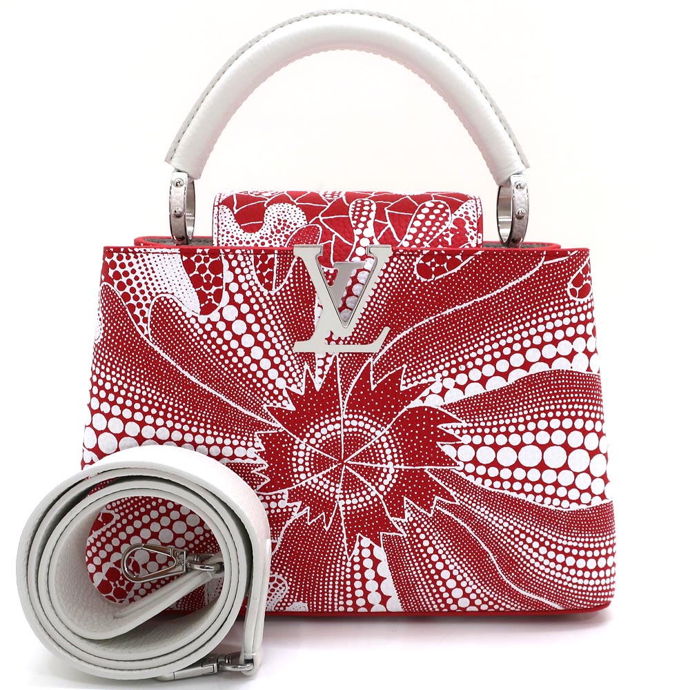 Louis Vuitton Capsine BB LV YK Grassy Collaborative Flowers M21704 Handbag Pump Red White Leather