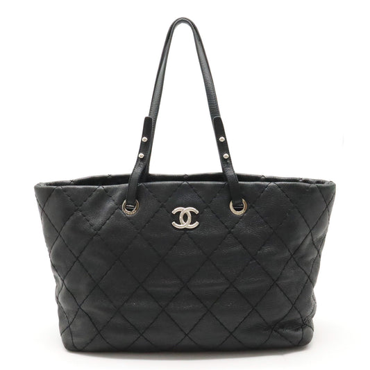 Chanel Chanel Onza Road Coco Tote Bag Shoulder Bag Shoulder Killing Leather Black Black Silver A48019