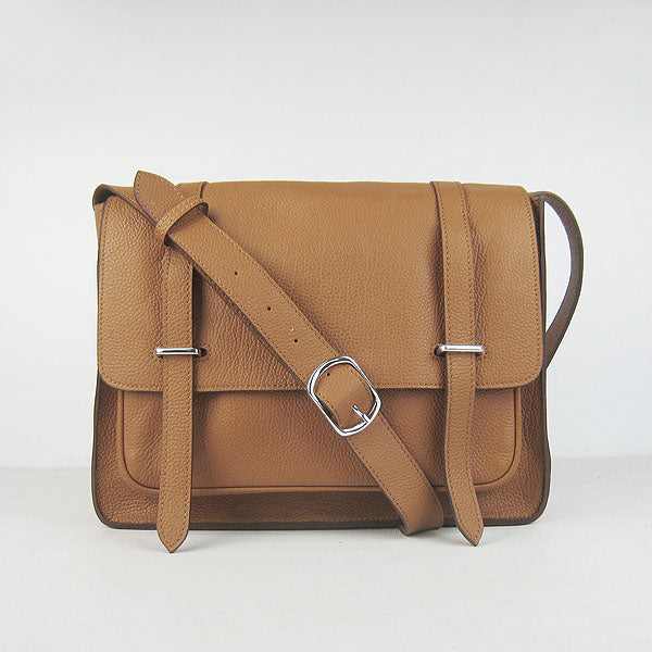 Luxury Hermes Steve Shoulder Bag Lambskin Coffee
