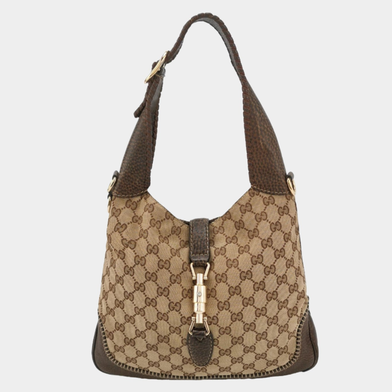 Gucci Jackie 1961 Soft Medium Monogram Canvas and Leather Bag