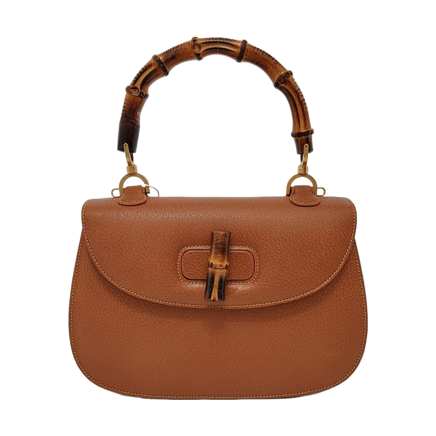 Gucci Bamboo 1947 Top Handle Bag Leather Medium Tan Brown