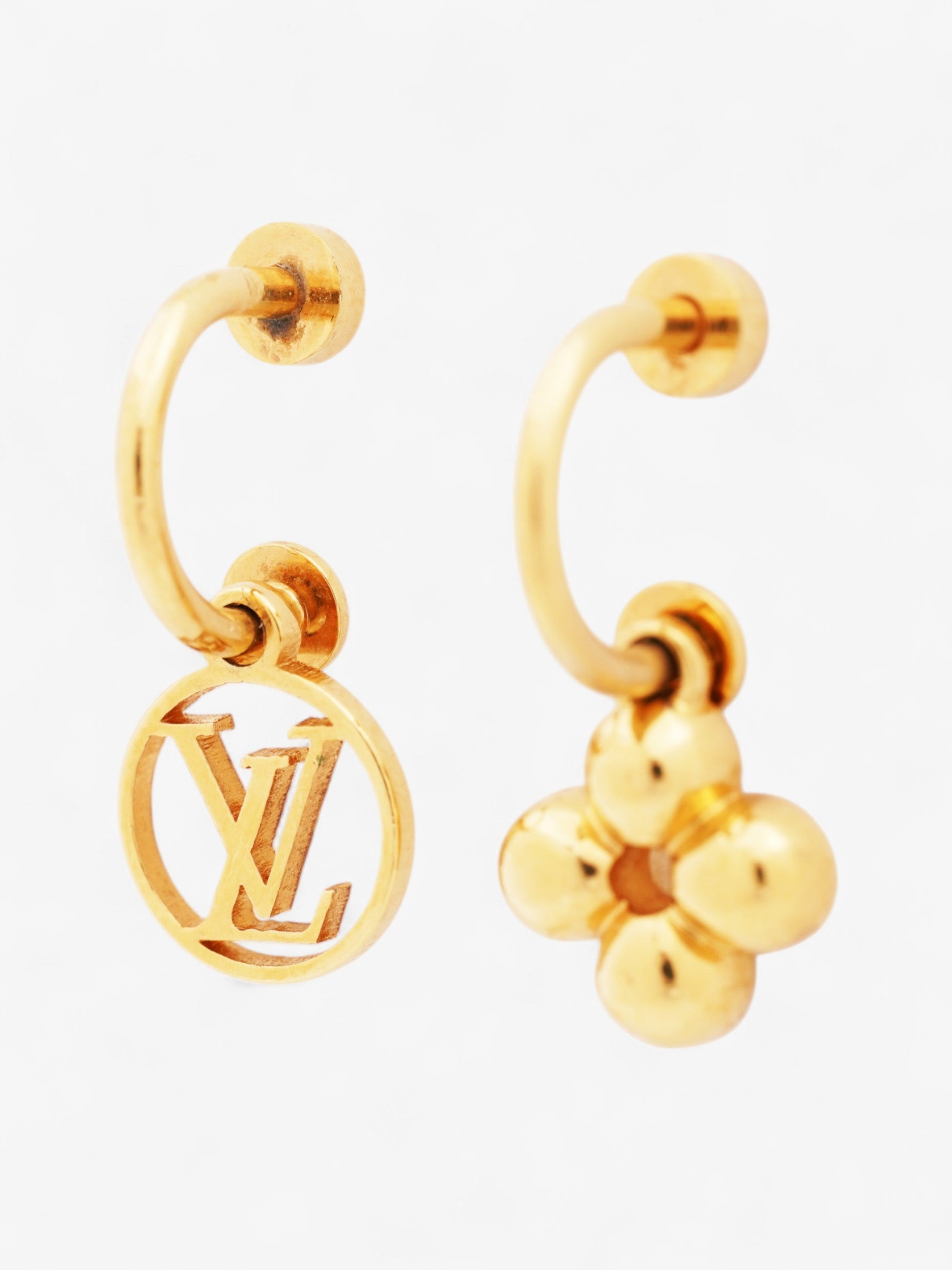 Louis Vuitton Dreille Blooming Piercing Earrings Gold Gold Plated