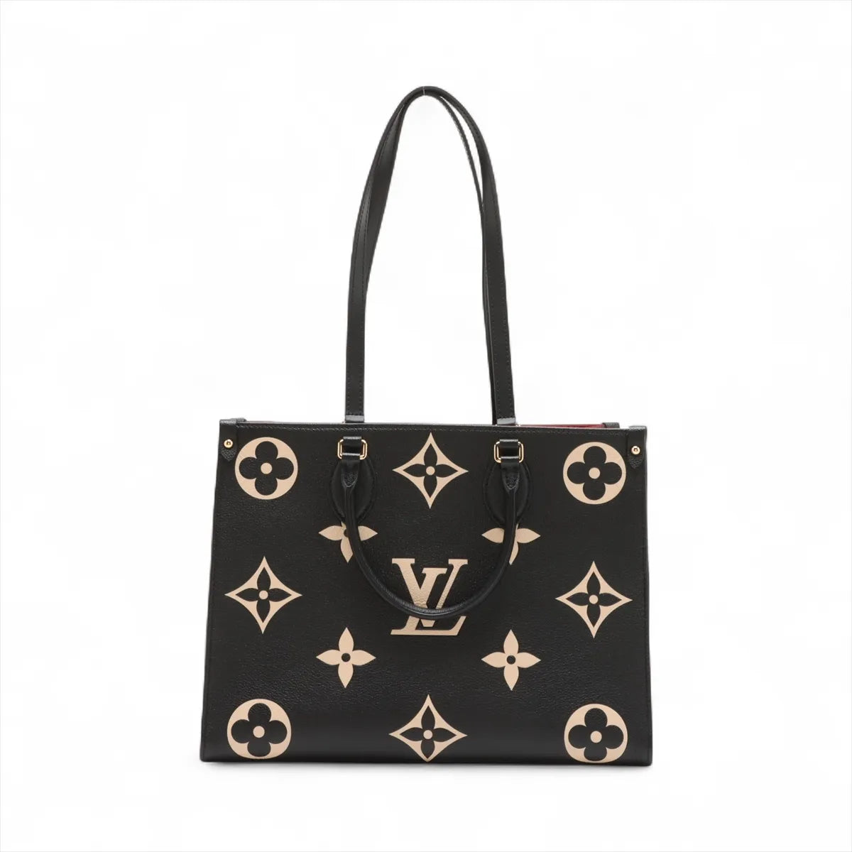 Louis Vuitton Black Beige Bicolor Monogram Empreinte Leather OnTheGo MM [Clearance Sale]