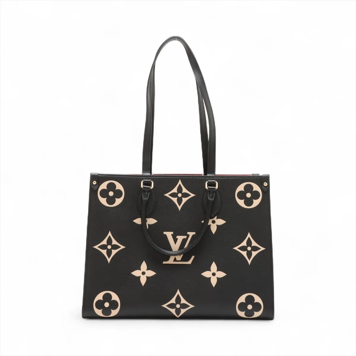 Louis Vuitton Black Beige Bicolor Monogram Empreinte Leather OnTheGo MM [Clearance Sale]