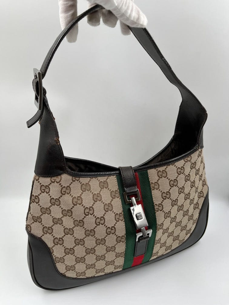 Gucci Jackie Leather Canvas Shoulder Bag Style 7