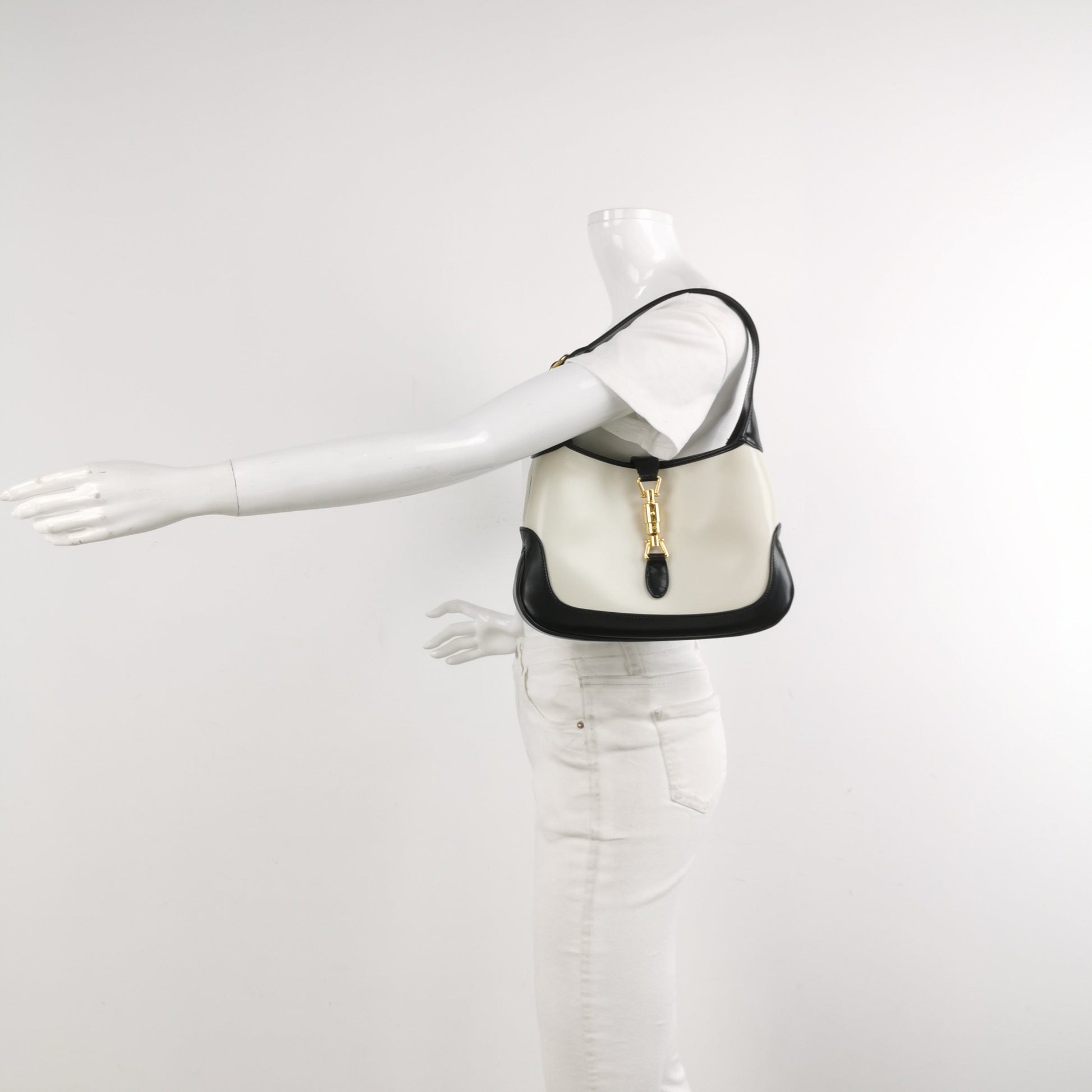 Gucci Jackie 1961 Small Black and White Leather Bag