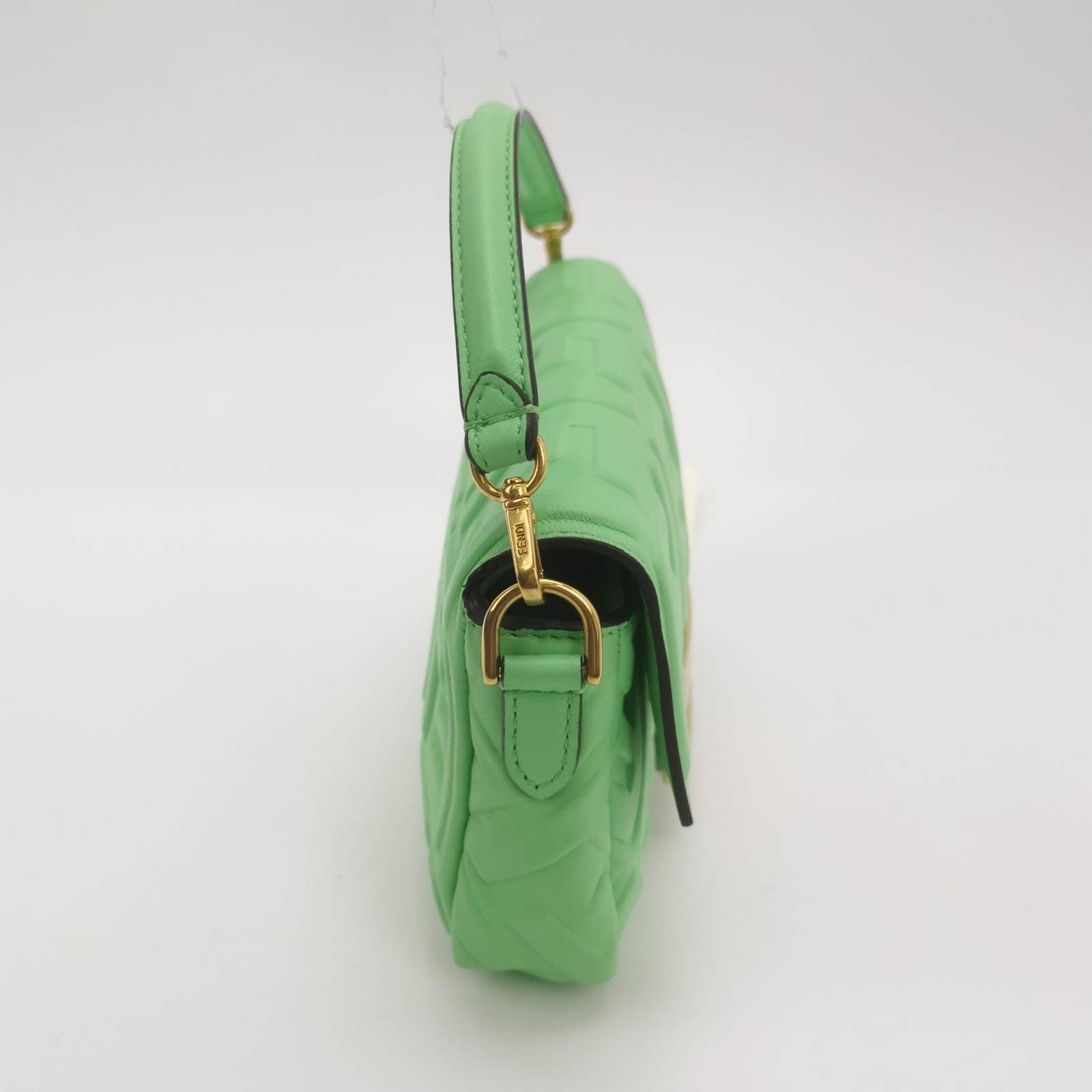 Fendi Baguette Mini Green Nappa Leather Crossbody Bag