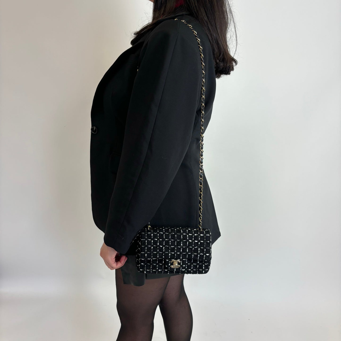 Chanel Black Tweed Flap Bag 2023