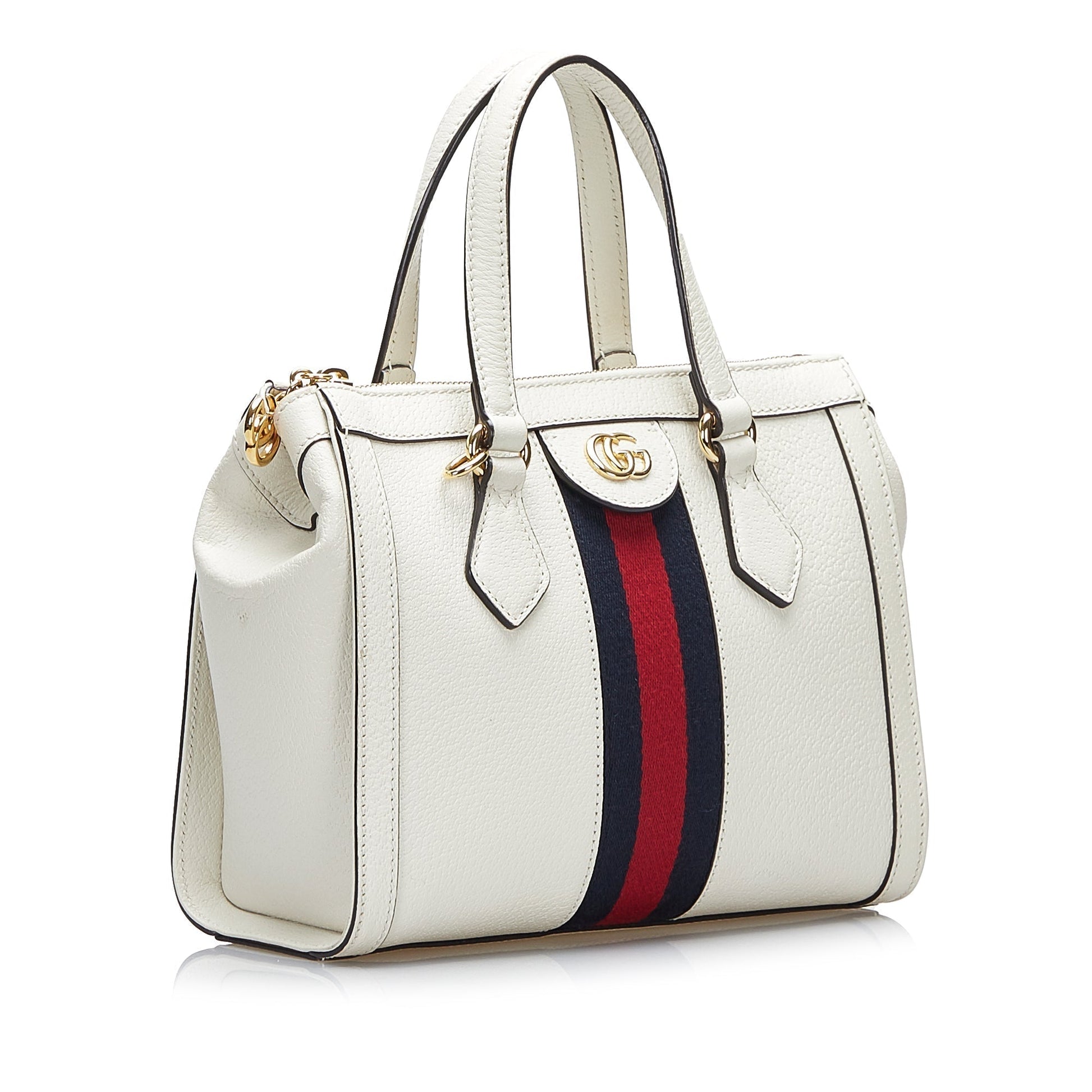 Gucci Ophidia Leather Canvas Satchel