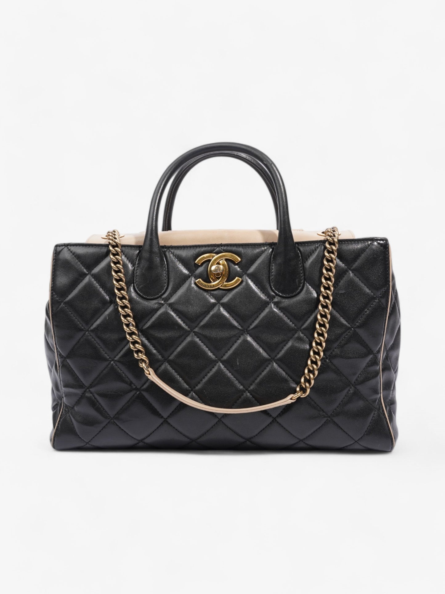 Chanel Portobello Tote Black / Beige Lambskin Leather Small