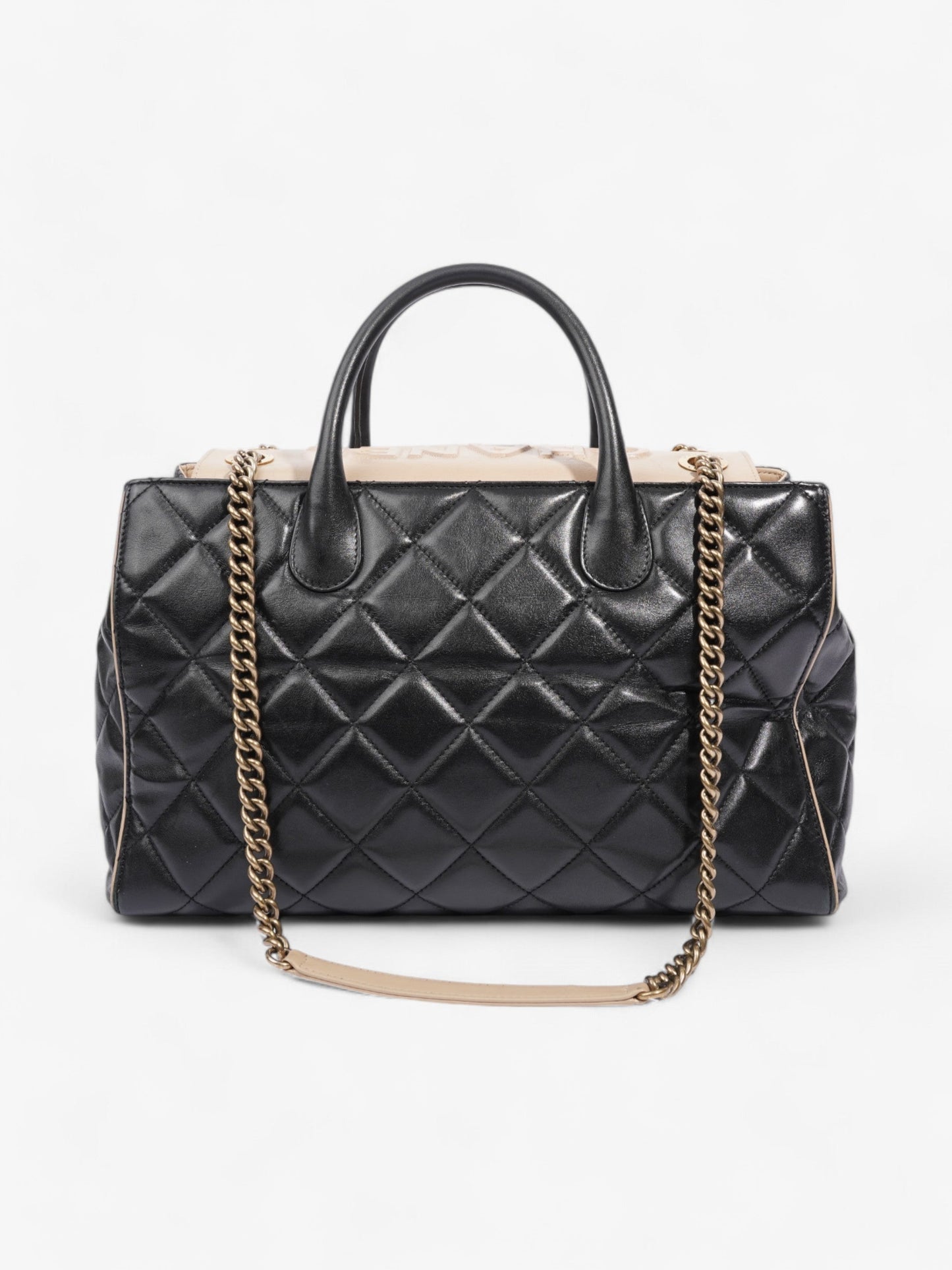 Chanel Portobello Tote Black / Beige Lambskin Leather Small