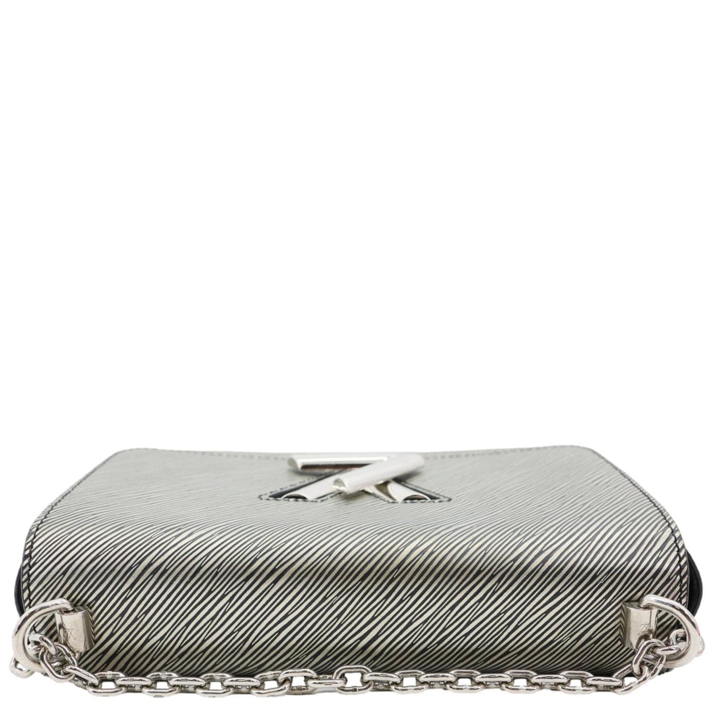 LOUIS VUITTON Twist MM Epi Leather Chain Shoulder Bag Silver