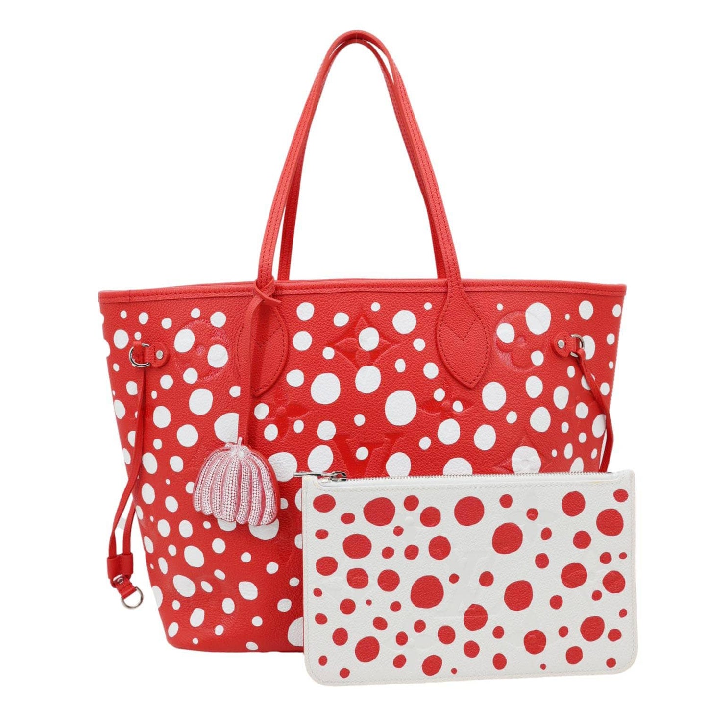 LOUIS VUITTON x Yayoi Kusama Neverfull MM Infinity Dots Empreinte Leather Tote Bag Red