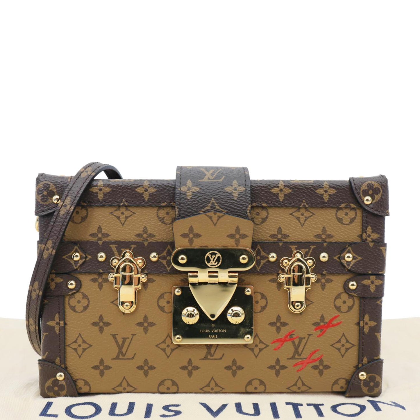 LOUIS VUITTON Petite Malle Monogram Reverse Canvas Shoulder Bag Brown