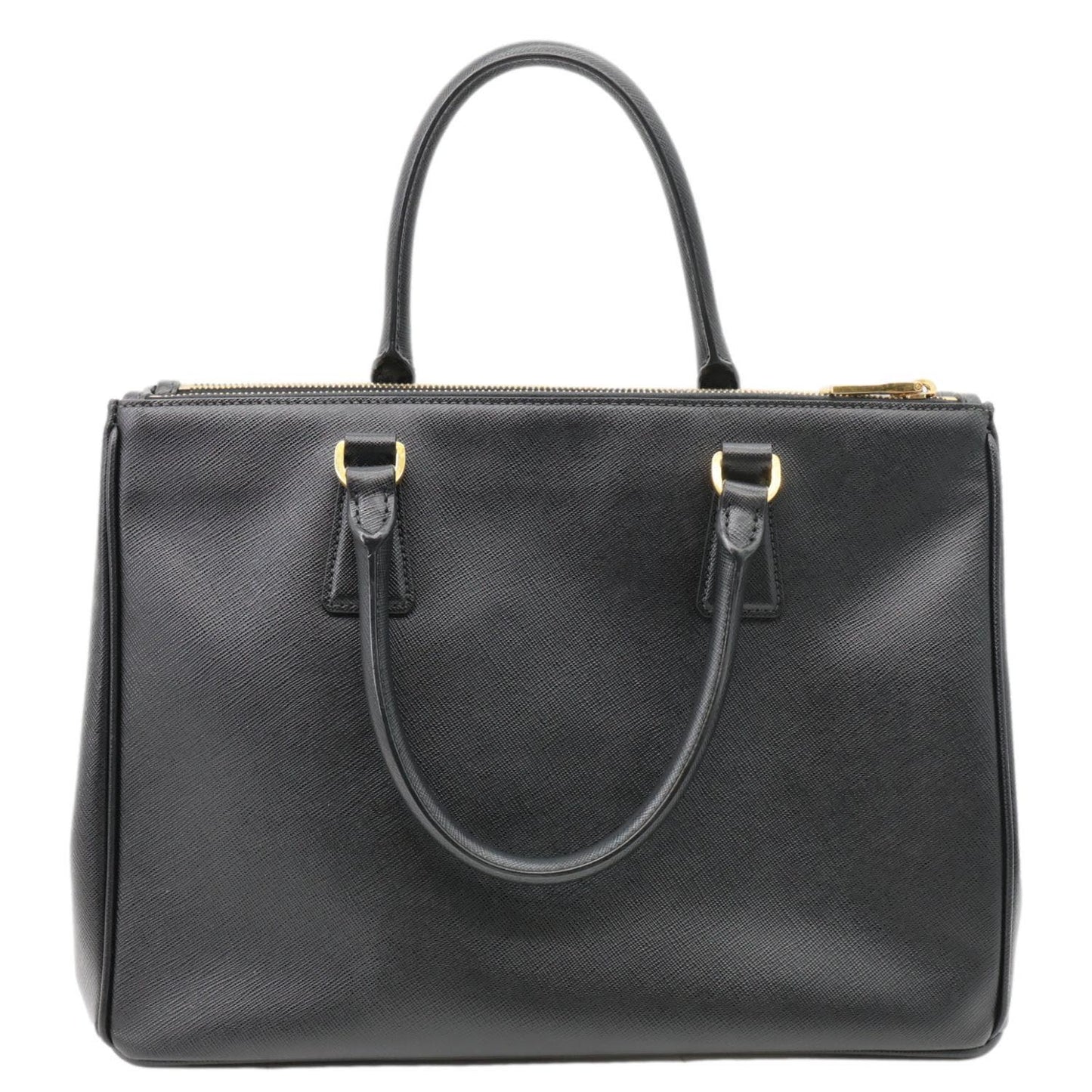 PRADA Galleria Double Zip Saffiano Leather Top Handle Shoulder Bag Black