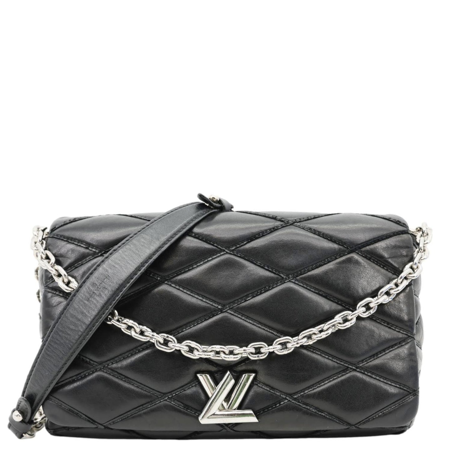 LOUIS VUITTON GO-14 MM Malletage Quilted Lambskin Leather Crossbody Bag Black