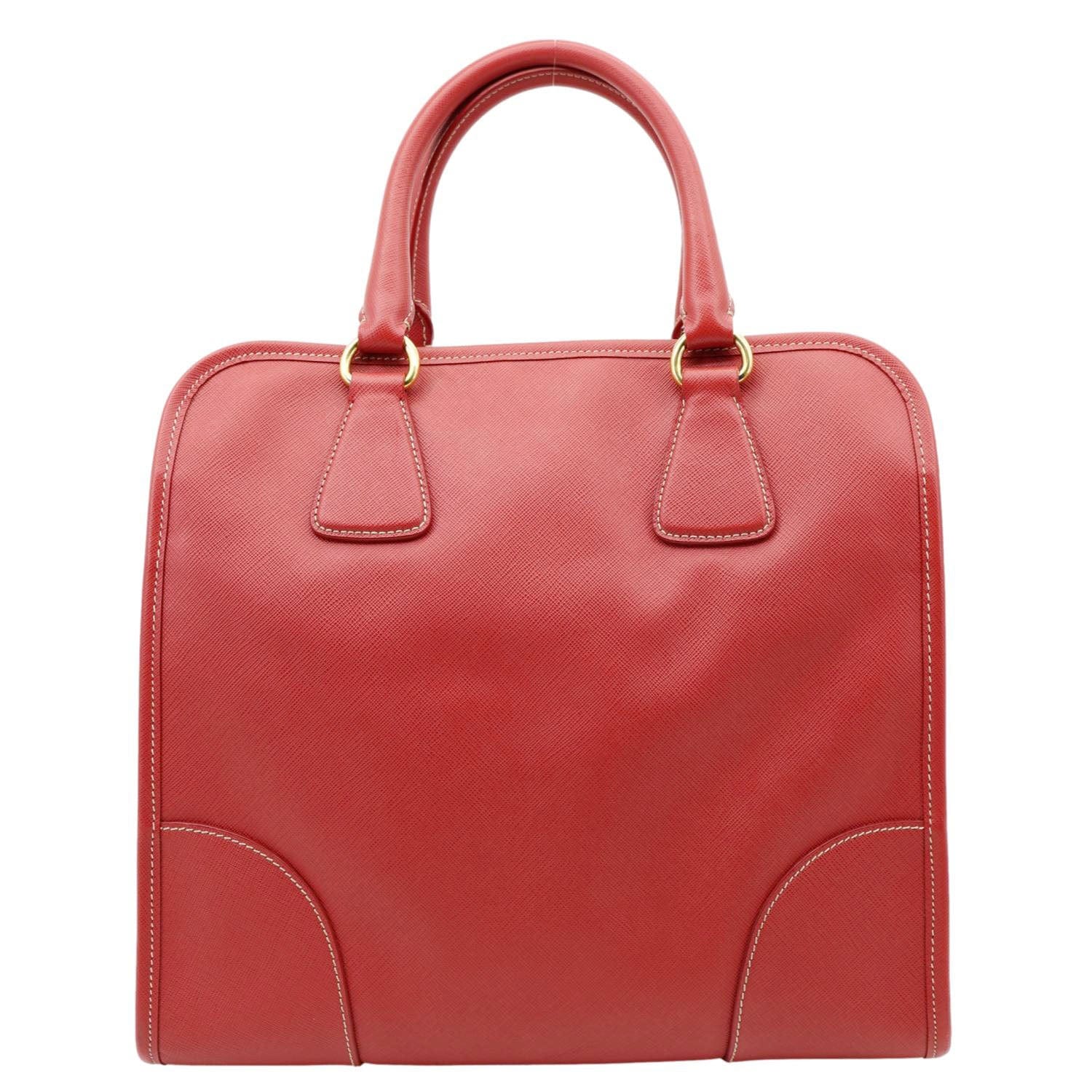 PRADA Saffiano Lux Leather Shoulder Bag Red