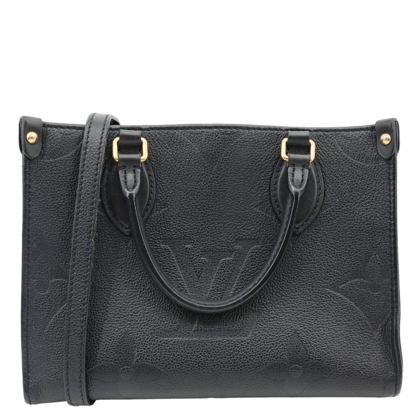 LOUIS VUITTON Onthego PM Giant Monogram Empreinte Leather Shoulder Bag Black