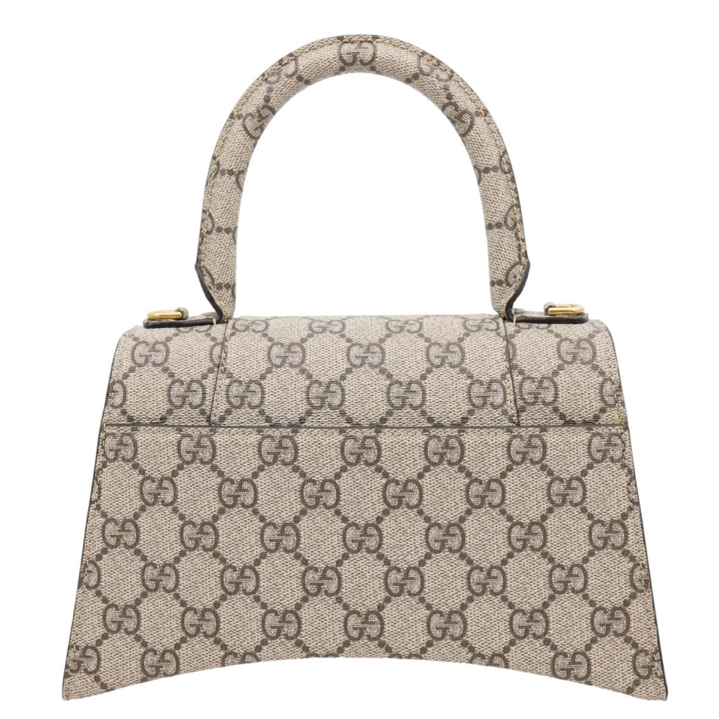BALENCIAGA X GUCCI Hourglass Small GG Supreme Monogram Top Handle Shoulder Bag Beige 681697