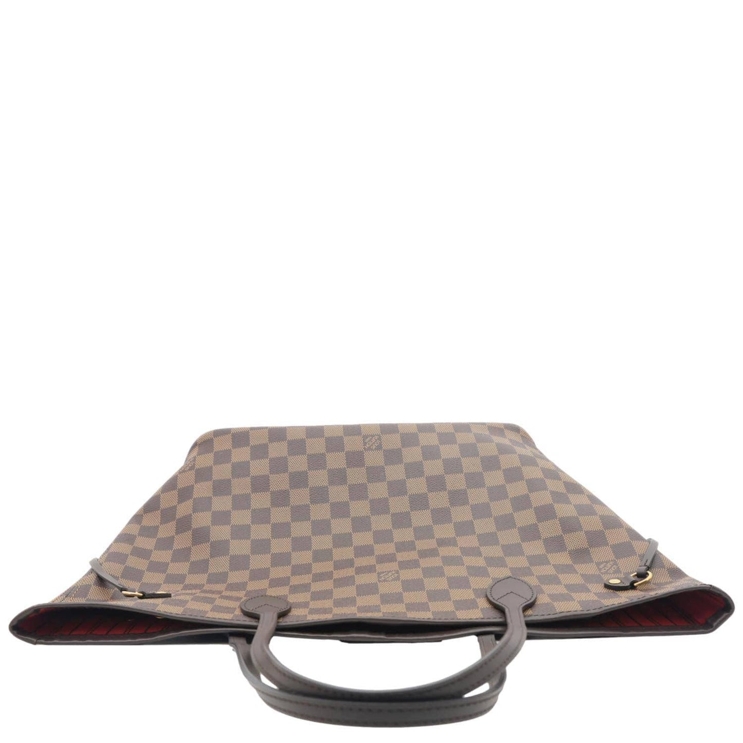 LOUIS VUITTON Neverfull MM Damier Ebene Tote Bag Red