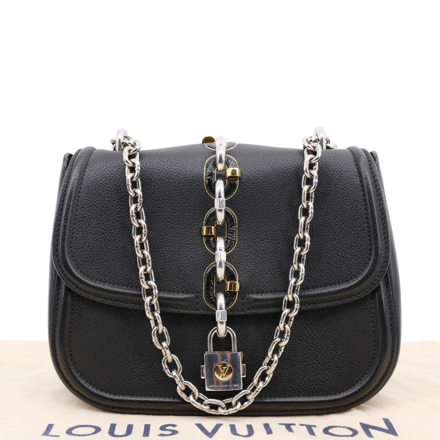 LOUIS VUITTON Chain It Leather Crossbody Bag Black