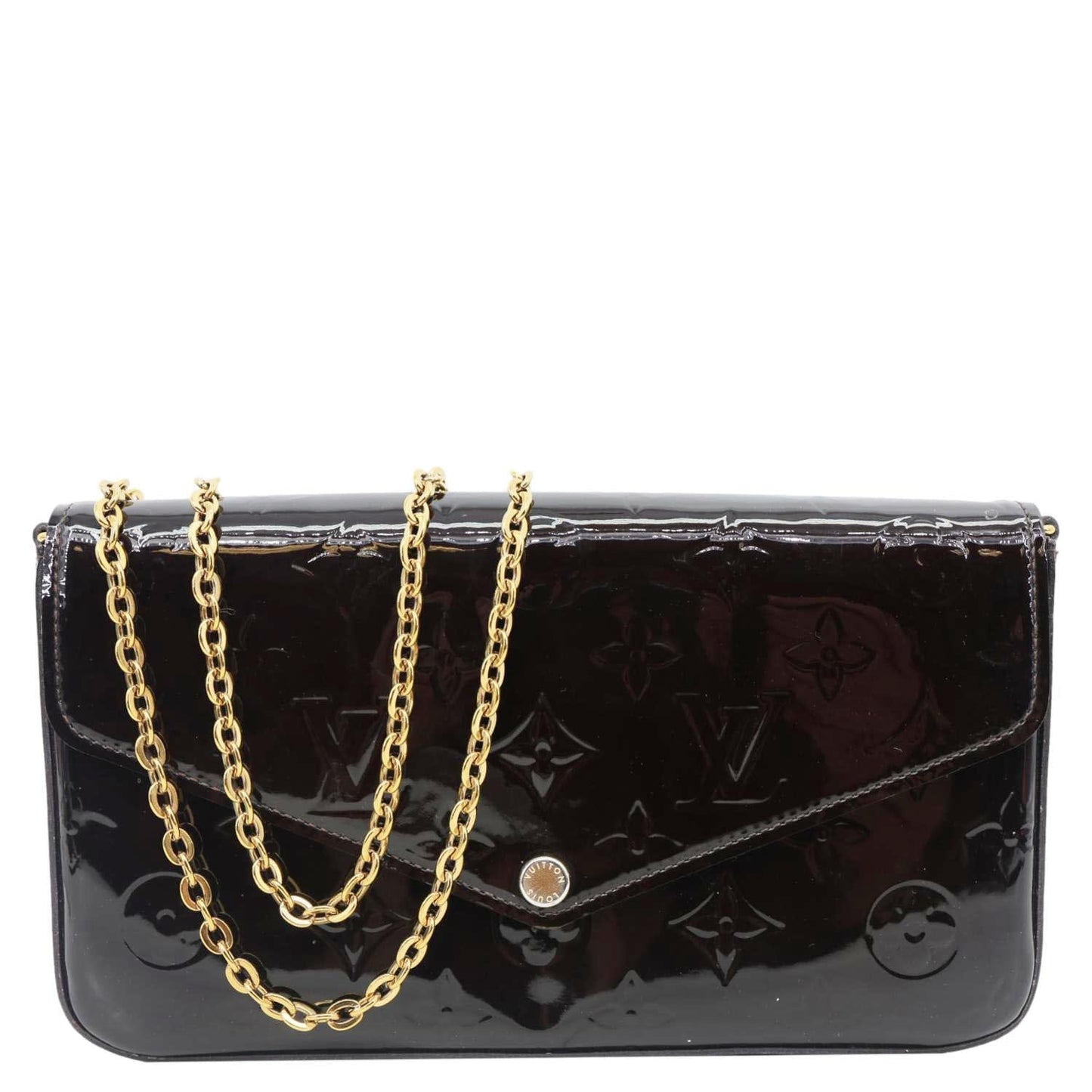 LOUIS VUITTON Felicie Pochette Monogram Vernis Shoulder Bag Amarante