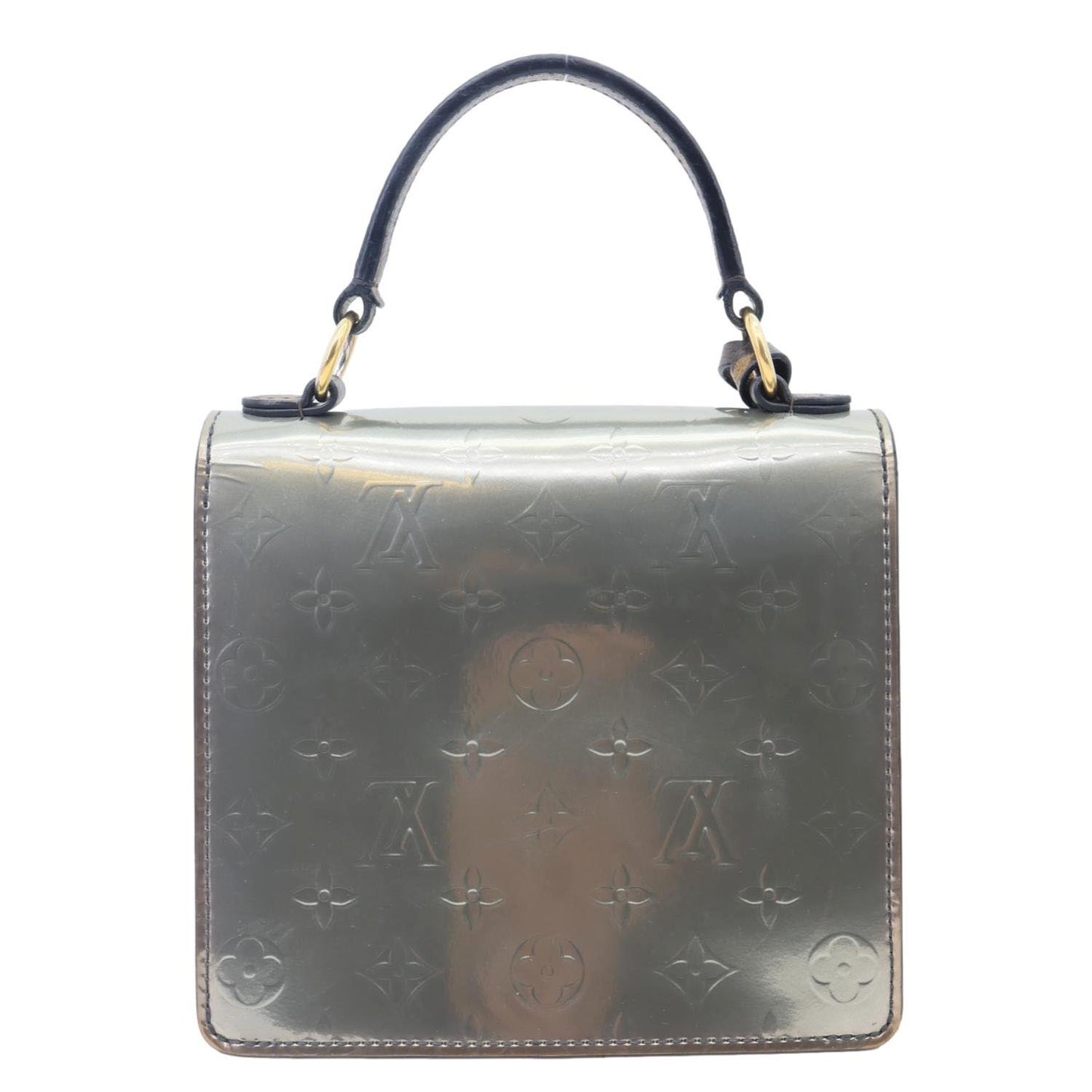 LOUIS VUITTON Spring Street NM Monogram Vernis Leather Shoulder Bag Silver